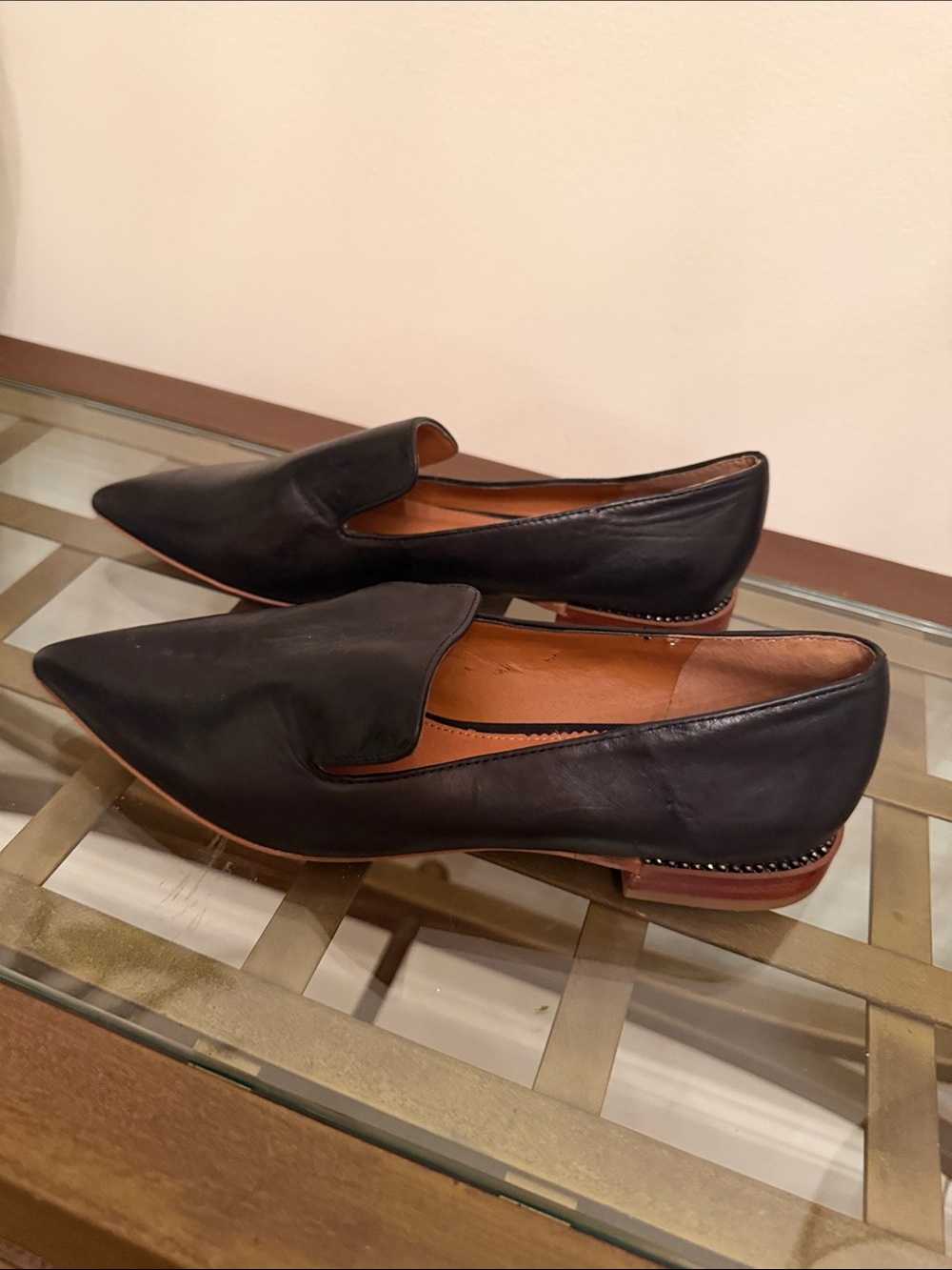 Franco Sarto Black Pointed Leather Flats